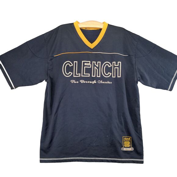 Clench Five Borough Classics Graphic T-Shirt Mens XL Short Sleeve Blue V-Neck - Picture 1 of 13